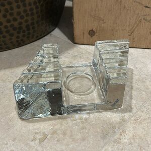 abstract geometric Pasabahce glass tea light/votive candle holder